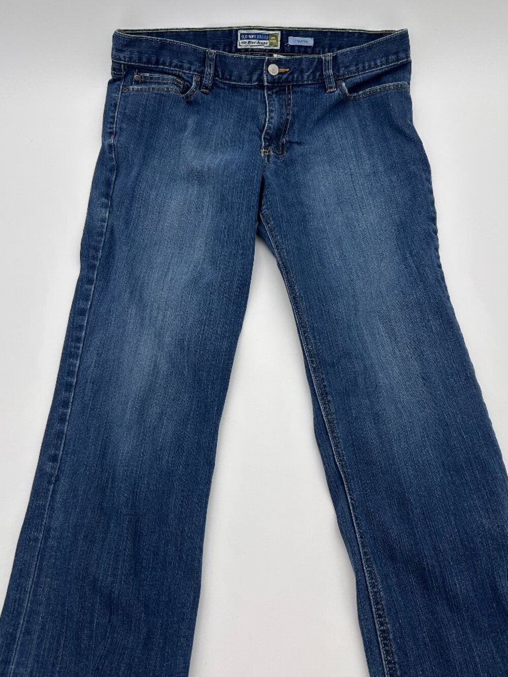 Vintage 2005 Old Navy Blue Low Waist Stretch Denim Straight Leg Jeans Size 12